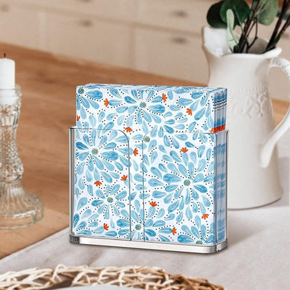 Amazing Abby Acrylic Luncheon Napkin Holder (6.5"x6.5"), Plastic Napkin Dispenser with Non-Slip Pads, Clear Napkin Stand, Great for Kitchen Counter, Dining Table, Bathroom Vanity, and More