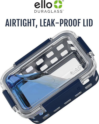 Ello Duraglass Mixed Meal Prep Sets Leak-Proof Glass Food Storage Containers with Silicone Sleeves and Airtight BPA-Free Lids, Dishwasher, Microwave, and Freezer Safe