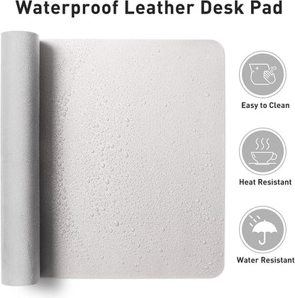 Aothia Large PU Leather Desk Pad Protector – Non-Slip Mouse Pad & Writing Mat for Office/Home, Waterproof, Easy to Clean (31.5" x 15.7", Pale Lavender White)