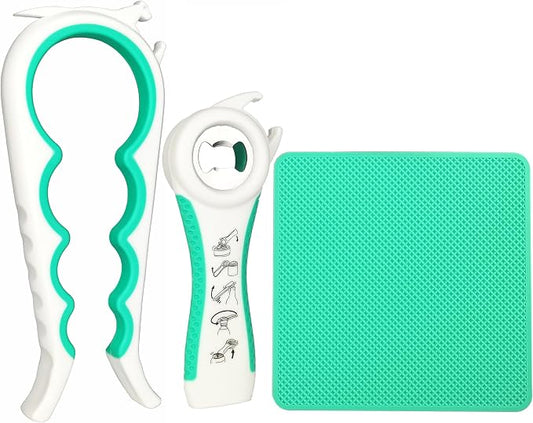 Jar Opener for Weak Hands, 5 in 1 Bottle Opener for Seniors with arthritis | Multifunction Lid Opener, Adjustable, Non-slip, Effortlessly Open Jars Bottles and Ring Pull Cans,Included Rubber Gripper Pad