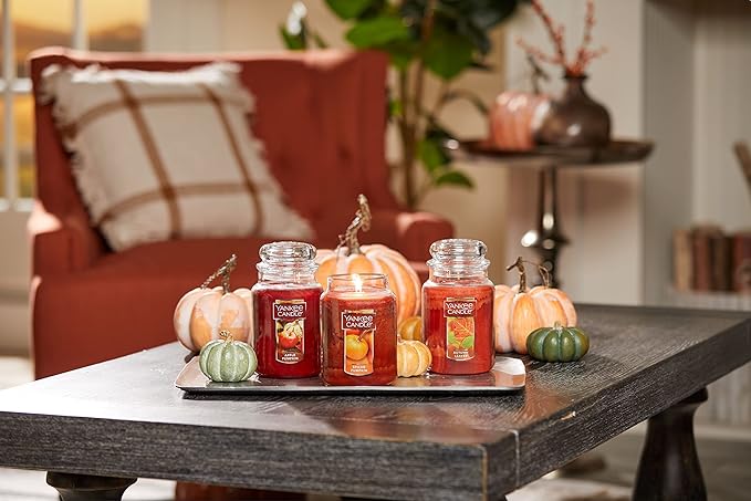 Yankee Candle Autumn Leaves Scented Classic 22oz Large Jar Single Wick Aromatherapy Candle Over 110 Hours of Burn Time Apothecary Jar Fall Scented for Home