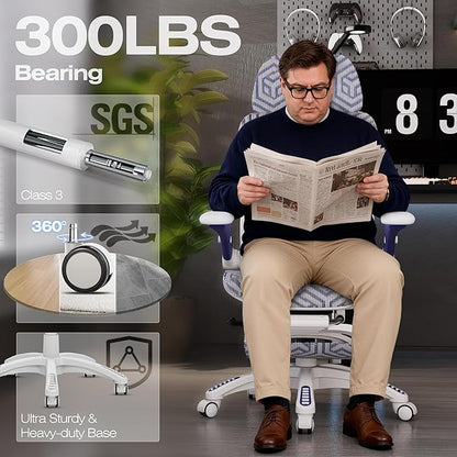 ELABEST X100 Ergonomic Mesh Office Chair with Footrest, Big and Tall Hone Desk Chair with 5D Flip-Up Arms, Adjustable 3D Lumbar Support,Gaming & Executive Computer Chairs (Cybernetic Pulse)