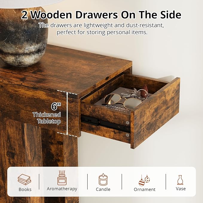 63 Inches Long Console Table for Entryway with Drawers, Wooden Sofa Table Behind Couch, Entry Table for Living Room, Foyer, Hallway, Rustic Brown