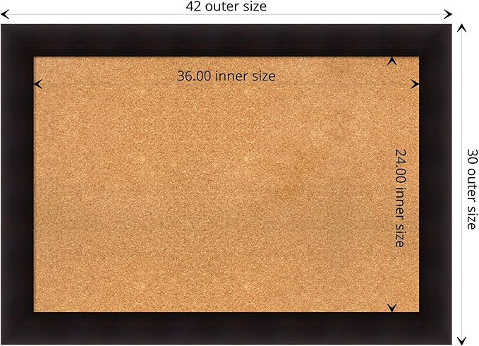 Amanti Art Natural Cork Board for Wall, 30x42 Vision Board with Brown Wood Frame, Large Corkboard Office Decor for Home Organization, Rustic Farmhouse Corkboard Pinboard to display items for home