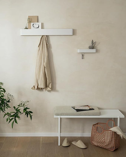 Kazai. Key Holder for Wall 'Tone' | Minimalist Key Hooks Design from Berlin | Modern Key Hanger with Metal Shelf | Key Hook Wall Mounted as Hallway Furniture | White
