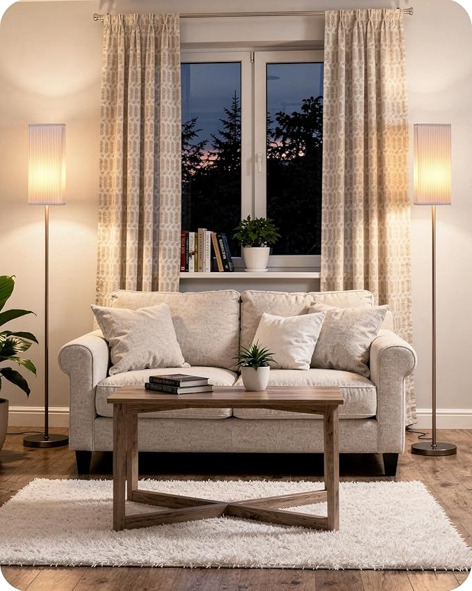 64.2” Dimmable Floor Lamp for Living Room with Remote and Foot Switch, Corner Floor Lamp for Bedroom, Includes 10W A19 Bulb, Modern Standing Tall Lamp, ETL Listed, Brown and White VCW17LD05