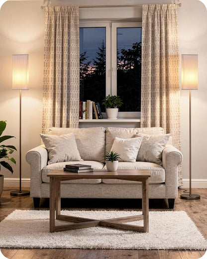 64.2” Dimmable Floor Lamp for Living Room with Remote and Foot Switch, Corner Floor Lamp for Bedroom, Includes 10W A19 Bulb, Modern Standing Tall Lamp, ETL Listed, Brown and White VCW17LD05