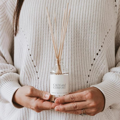 Sweet Water Decor Calm and Comfort Reed Diffuser Set | Mandarin, Ginger, Jasmine, White Tea Spa Scented Diffusers | Air Freshener | Housewarming Gift | Aromatic Stress Relief