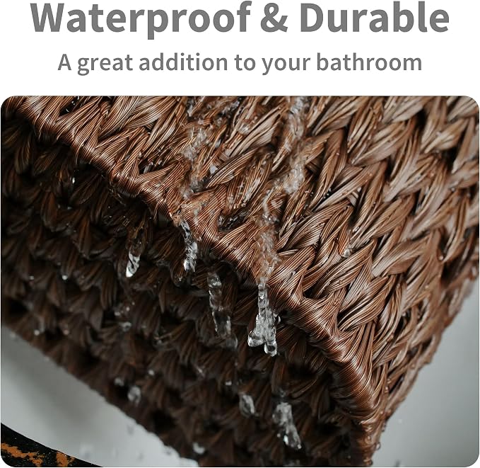 GRANNY SAYS Toilet Paper Storage, Toilet Paper Basket for Bathroom, 6 Mega Rolls Holder with Storage, Waterproof Bathroom Storage Baskets, Brown