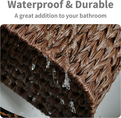 GRANNY SAYS Toilet Paper Storage, Toilet Paper Basket for Bathroom, 6 Mega Rolls Holder with Storage, Waterproof Bathroom Storage Baskets, Brown