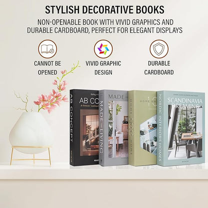 Olive Large | 4 PCS Faux Decorative Books for Home Decor | Not Real Books (Cardboard Boxes) | Coffee Table, Shelf Styling & Modern Aesthetic Accent Pieces for Living Room, Office
