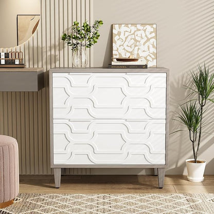 Tribesigns 2-Drawer File Cabinet, Lateral Filing Cabinet for A4/Letter/Legal Size, Office Storage Cabinet, Printer Stand with Storage Drawer for Home Office, White and Gray