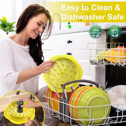 Chicken Shredder Tool Twist Large Chicken Breast Shredder with Brush&Fork, Visible Meat Shredder Machine, Strong Anti-Slip Strip, Ergonomic Handle, BPA Free, Suitable for Pork Beef Chicken(Yellow)
