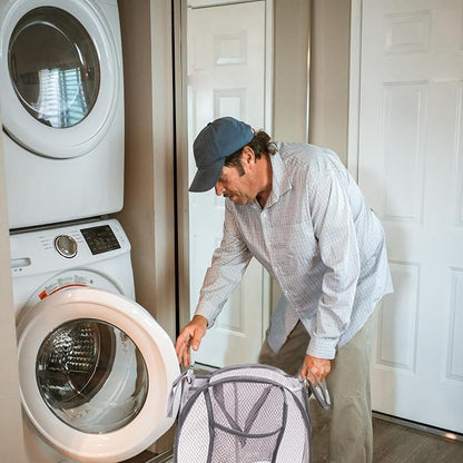 Collapsible Pop Up Laundry Hamper, Extra Large Mesh Foldable Laundry Basket, 28" x 16" x 16" (Grey)