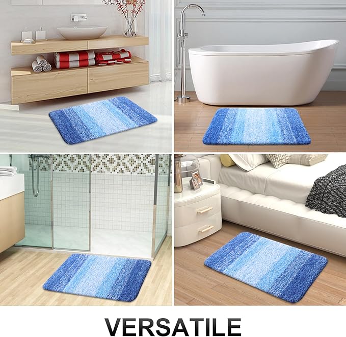 OLANLY Large Bathroom Rugs Mat 45x27, Extra Soft Absorbent Microfiber Bath Rugs, Rubber Backing, Quick Dry, Washable Bath Mats for Bathroom, Tub and Shower, Home Decor Accessories, Light Royal Blue