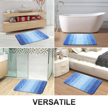 OLANLY Bathroom Runner Rugs Mat 47x24, Extra Soft Absorbent Microfiber Bath Rugs, Rubber Backing, Quick Dry, Long Bath Mats for Bathroom, Tub and Shower, Home Decor Accessories, Light Royal Blue