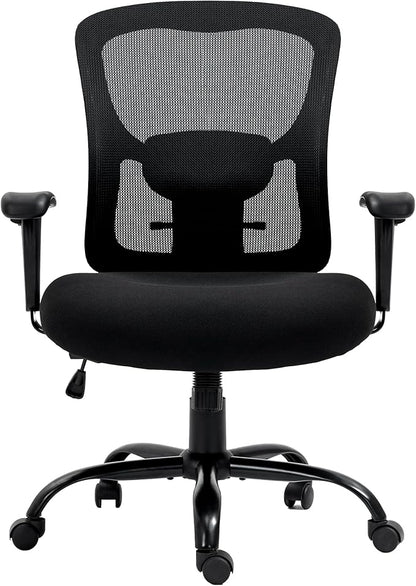 Bigroof Home Office Chair Ergonomic Mesh Desk Chair 400lbs with Adjustable Lumbar Support Arms High Back Wide Seat Task Executive Rolling Swivel Chair for Women Men, Heavy People
