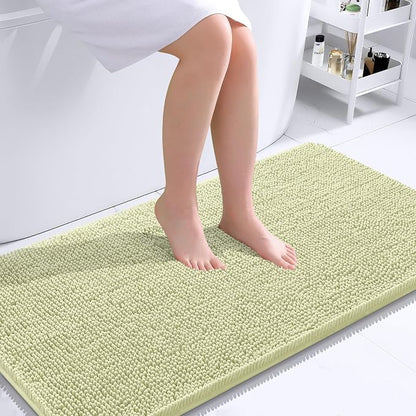 OLANLY Bathroom Runner Rugs 44x24, Soft Absorbent Chenille Bath Rugs, Rubber Backing Quick Dry, Machine Washable Long Bath Mats for Bathroom Floor, Tub and Shower, Home Decor Accessories, Vanilla