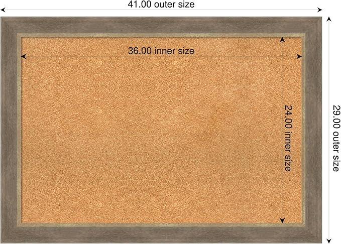 Amanti Art Natural Cork Board for Wall, 29x41 Vision Board with Brown Wood Frame, Large Corkboard Office Decor for Home Organization, Coastal Corkboard Pinboard to Display Items for Home Organization