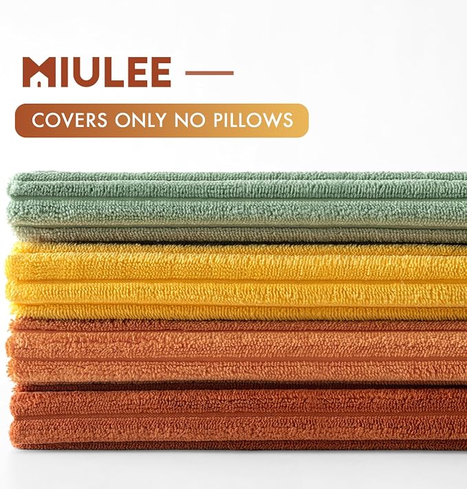 MIULEE Decorative Throw Pillow Covers 20x20 Inch Set of 4, Vibrant Cushion Covers Vintage Retro Home Decor, Mix and Match Color Clash Design for Sofa Couch Bed Living Room Yellow Rust Green