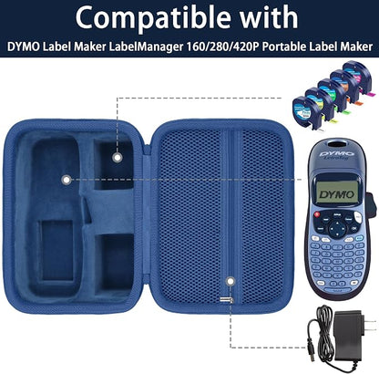 Label Printer Case Compatible with DYMO LetraTag LT-100H/LT-100H Plus Handheld Label Maker(Blue Case)