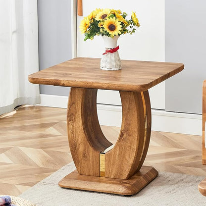 Modern Minimalist Wood Texture Sticker-Patterned MDF Square Coffee Table. Add a Quiet and Cozy Atmosphere to Your Home.Wood Color,MDF Coffee Table,Wood-Colored Textured Decal,Side Table.