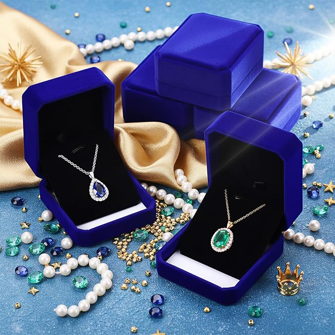 Sureio 24 Pcs Velvet Jewelry Gift Boxes Bulk for Necklace Pendant Ring Earring Display Case for Christmas Wedding(Royal Blue)