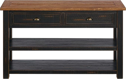 Martin Svensson Home Monterey Solid Wood Sofa Console Table, Black and Honey Brown