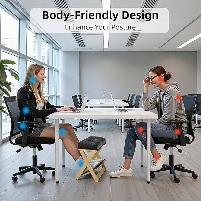 Adjustable Height Foot Rest Under Desk at Work, Double Step Wooden Under Desk Footrest, Non-Slip EVA Surface, Office Foot Stool for Posture Support,Leg Relief, Home Office & Gaming