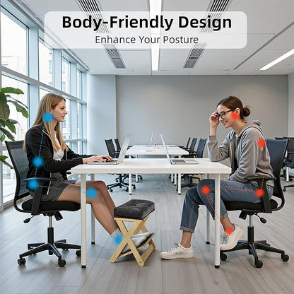 Adjustable Height Foot Rest Under Desk at Work, Double Step Wooden Under Desk Footrest, Non-Slip EVA Surface, Office Foot Stool for Posture Support,Leg Relief, Home Office & Gaming