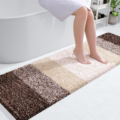 OLANLY Bathroom Runner Rugs Mat 59x17, Extra Soft Absorbent Microfiber Bath Rugs, Rubber Backing, Quick Dry, Washable Long Bath Mats for Bathroom Floor, Tub and Shower, Home Decor Accessories, Brown