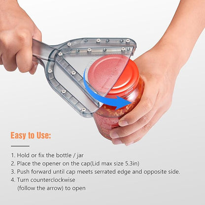 Uinxan Jar Opener for Weak Hands & Seniors with Arthritis - Handheld Manual | Effortlessly Opens Stubborn Screw Lids & Bottle Caps. 304 Stainless Steel. Durable. Patented Kitchen Gadget (Blue)