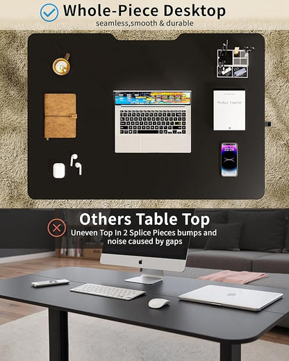 Okin Small Electric Standing Desk, 36 x 24 Inches Whole Piece Height Adjustable Desk, Black Sit to Stand Desks Computer Workstation with Wheels for Home Office