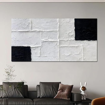 Trogonup Black and White Abstract Textured Wall Art for Living Room Rectangle Painting Large Artwork for Bedroom Home Office Ready to Hang 29"x58"