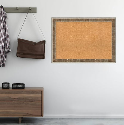 Amanti Art Natural Cork Board for Wall, 29x41 Vision Board with Brown Wood Frame, Large Corkboard Office Decor for Home Organization, Rustic Farmhouse Corkboard Pinboard to display items for home