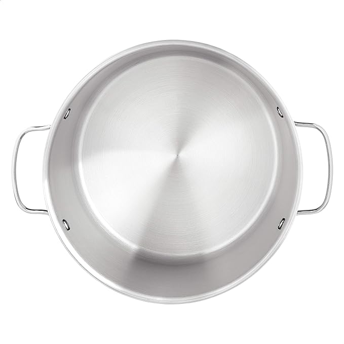 Amazon Basics Stainless Steel Induction Compatible Stock Pot with Glass Lid, Oven Safe, Dishwasher Safe, Sturdy, 8 Quart, Silver