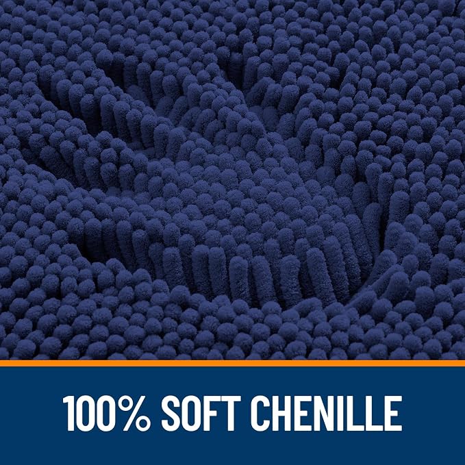 OLANLY Bathroom Rugs 34x21, Extra Soft Absorbent Chenille Bath Rugs, Rubber Backing Quick Dry, Machine Washable Bath Mats for Bathroom Floor, Tub and Shower, Home Decor Accessories, Twilight Sapphire