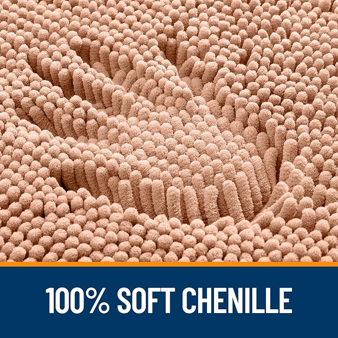 OLANLY Large Bathroom Rugs 40x24, Extra Soft Absorbent Chenille Bath Rugs, Rubber Backing Quick Dry, Machine Washable Bath Mats for Bathroom Floor, Tub and Shower, Home Decor Accessories, Peach