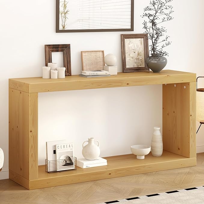 Modern Minimalist Entryway Console Table 59.6-Inch Long Entry Sofa Table with Living Room Entrance Hallway Furniture, Natural