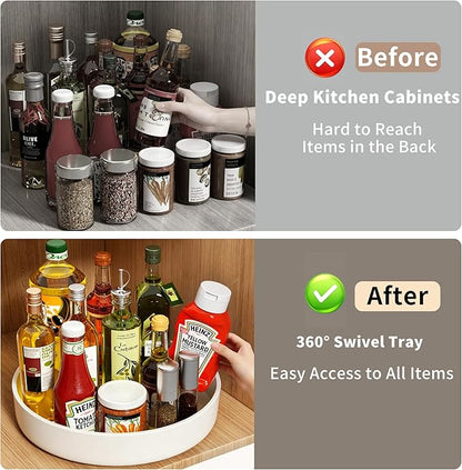 Lazy Susan Organizer Turntable, 11.8" Rotating Spice Rack Organization with Non-Slip Base & Raised Lip, Pantry Organizers and Storage for Cabinet, Kitchen, Bathroom, Countertop, Refrigerator