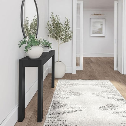Plank+Beam Modern Solid Wood Console Table, 46 Inch, Sofa Table, Narrow Entryway Table for Hallway, Behind The Couch, Living Room, Foyer, Easy Assembly, Black