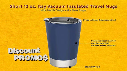 DISCOUNT PROMOS 12 oz. Itsy Vacuum Insulated Travel Mugs - 6 Pack - Blue