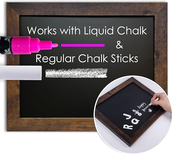 Loddie Doddie Magnetic Chalkboard - 11 x 14 in, Rustic Frame - Easy-to-Erase, Stain-Resistant Chalkboard Calendar for Wall - Magnetic Bulletin Board for Photos & Crafts - Kitchen & Office Menu Board