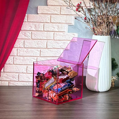 Coffee Capsule Storage Box Coffee Pod Holder Organizers Accessories Anti Dust Durable Clear Acrylic Box for House and Office Use, Pink, 5x5 In