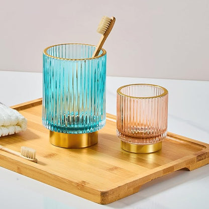 Makeup Brush Holder Organizer,Toothbrush Holders,Desk Pen Pencil Holder,Multifunctional Vintage Glass Brush Cup(A3-23-US)