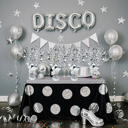 6 Pack Metallic Foil Spray Centerpiece Star Table Decoration Burst Glitter Tabletop Centerpieces for Birthday Christmas New Years Nye Wedding Graduation Holiday Party Supplies Decor, Silver