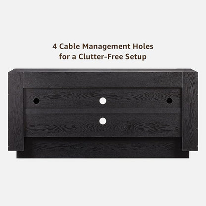 OKD Modern 70" TV Stand, Entertainment Center for TVs Up to 80", Media Console with Large Open Storage & Side Cabinets, Thick Wood Design for Living Room, Black Oak