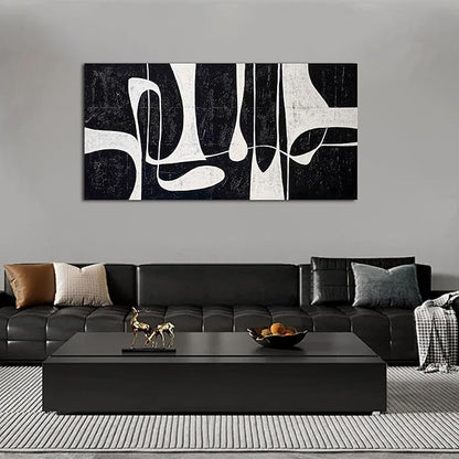 Tarfupth Black and White Abstract Wall Art for Living Room Minimalist Line Large Canvas Artwork for Bedroom Home Office Wall Decor Modern Canvas Prints 29"x58"