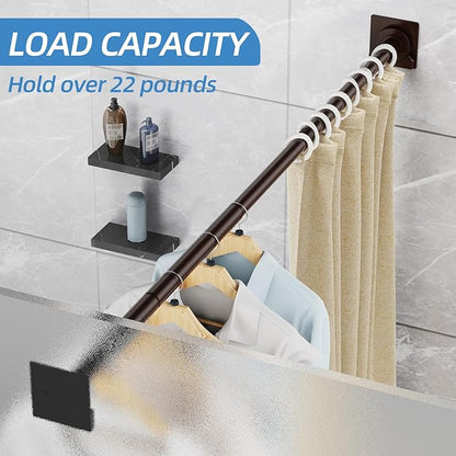 CorkLatta Matte Bronze Shower Curtain Rod,1 Inch Diameter Stainless Steel Adjustable Spring Tension Rods 32 to 92",with Holders,Anti-Slip,Curtain Rods No Drilling(1 Pack)