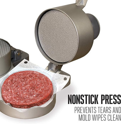Weston Burger Press, Makes 4 1/2" Diameter Patties for Hamburger, Crab Cakes, Sausage, 1/4lb to 3/4lb, with Spring Ejector for Easy Removal, Double, Non-stick Heavy-Duty Cast Aluminum (07-0701)